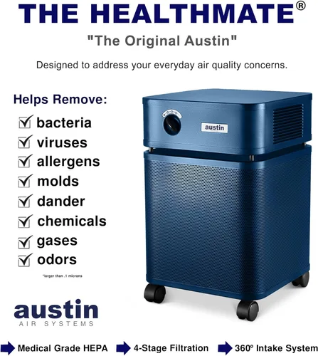 Miniatura 2 de Austin Air HealthMate - Purificador de aire estándar azul medianoche, purificadores de aire avanzados de filtración de 4 etapas para el hogar
