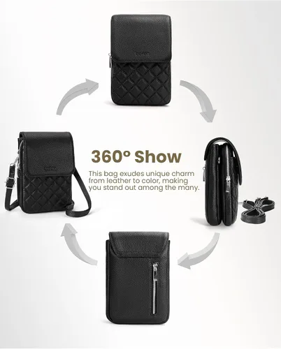 Miniatura 5 de befen Bolsos cruzados pequeños de cuero genuino para mujer, bolsa cruzada para teléfono celular con ranuras para tarjetas de bloqueo RFID
