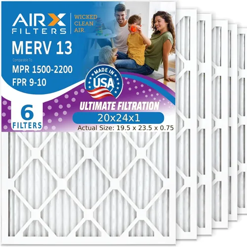 Miniatura 48 de AIRX FILTERS WICKED CLEAN AIR 10x10x1 MERV 13 Filtro electrostático plisado para aire acondicionado, paquete de 6 filtros HVAC para horno AC