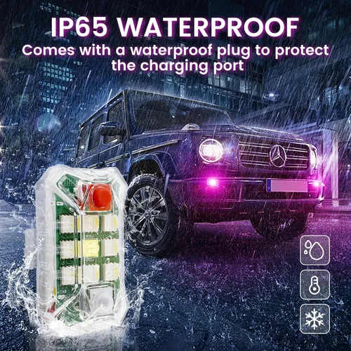 Miniatura 6 de 4 luces estroboscópicas LED inalámbricas mejoradas con control remoto, luces de advertencia de emergencia recargables por USB, luces LED
