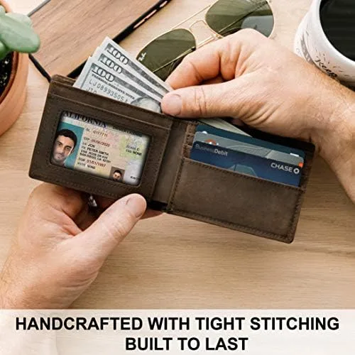 Miniatura 6 de Cartera minimalista de cuero de grano superior para hombre, costuras ultra fuertes, cuero argentino hecho a mano, bloqueo RFID, cómoda cartera
