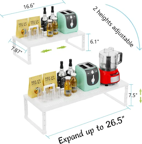 Miniatura 3 de Jojocross Organizador de Cocina Apilable Ajustable Expandible, Estante para Especias, Estantes de Almacenamiento de Despensa de Metal, Estante de 3