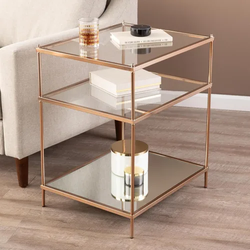 Miniatura 5 de SEI Furniture - Mesa auxiliar Knox - Cobre - Diseño de transición, metal y vidrio - Ideal para sala de estar, dormitorio (OC2204)