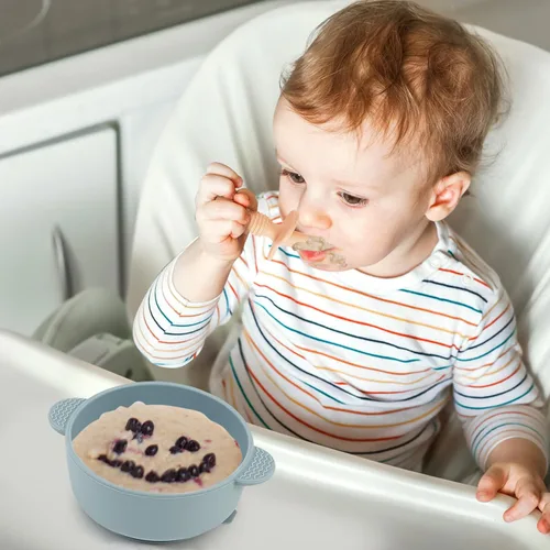 Miniatura 2 de Eascrozn Juego de Cucharas y Tenedores de Alimentación para Bebés, Paquete de 6 Utensilios de Silicona para Niños Pequeños de Primera Etapa
