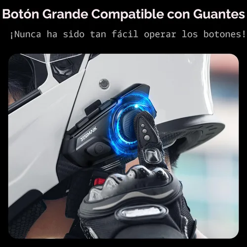 Miniatura 8 de JESIMAIK Auriculares Bluetooth para Casco de Motocicleta, Sistema de Comunicación de Casco de 2KM de 10 Vías, Intercomunicador de Audio Multitarea