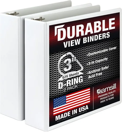 Miniatura 18 de Samsill Carpeta duradera de 1.5 pulgadas, fabricada en los Estados Unidos, carpeta de anillos en D, carpeta transparente personalizable, color rojo