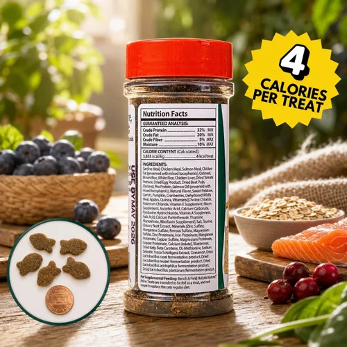 Miniatura 9 de Bench & Field Holistic Natural Healthy Kitty Treats Bocadillos crujientes en forma de pescado Delicioso aperitivo con sabor a mariscos, 3 onzas