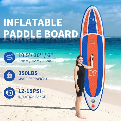 Miniatura 4 de Bifanuo Tabla de Paddle Inflable con Accesorios SUP y Mochila. Tablas de Paddle para Adultos. Cubierta Antideslizante, Postura Ancha, Aleta