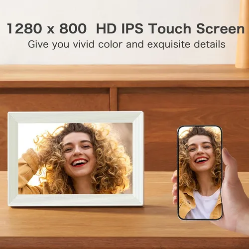 Miniatura 3 de Portarretratos digital WiFi con Frameo, 10.1 pulgadas, 1280 x 800 IPS, 32 GB, rotación automática, comparte video e imagen, regalo de cumpleaños