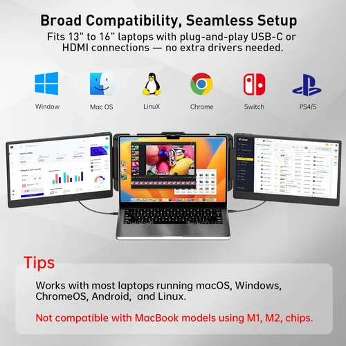 Miniatura 6 de TXV Extensor de pantalla para laptop, monitor portátil de 14 pulgadas para laptop, pantalla IPS Full HD 1080P, USB-C y HDMI, altavoces duales, gama