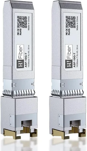 Paquete de 2 módulos SFP+ a RJ45 de 10 Gb, 10Gbase-T Ethernet SFP+ transceptor de cobre compatible con 10G/5G/2.5G/1.25G, compatible con Dell