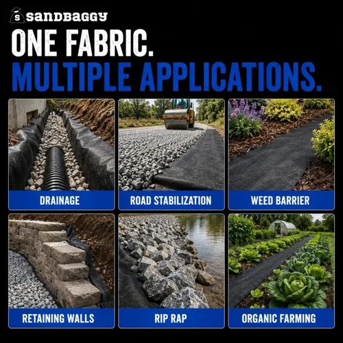 Miniatura 2 de Sandbaggy Tela geotextil no tejida de 8 onzas para paisaje, fabricada en Estados Unidos, tela de grado industrial con protección UV de 50 años