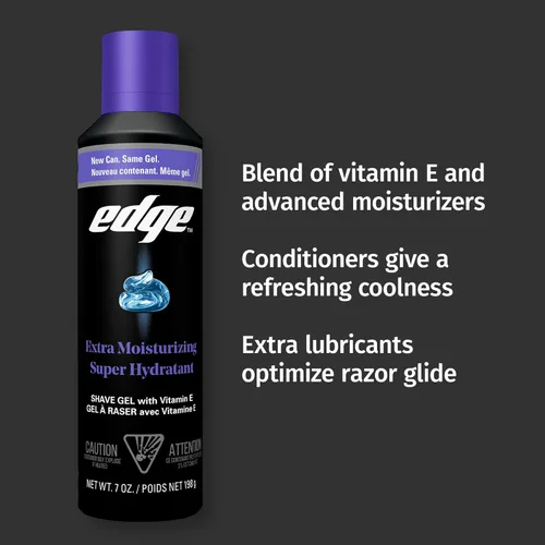 Miniatura 4 de Edge Gel de afeitado para hombres, extra hidratante con vitamina E, (paquete de 6) - Gel de afeitado para hombres que hidrata, protege y calma