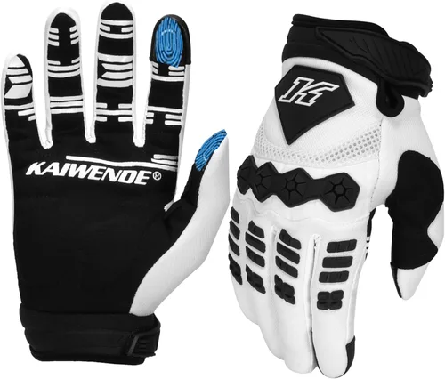 Miniatura 7 de Guantes de motocross/motocicleta de pantalla táctil de dedo completo para hombres, aptos para bicicleta BMX MX ATV MTB, para andar todoterreno Negro