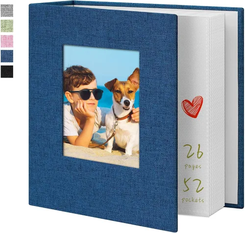 Miniatura 7 de Álbum de fotos Yopih 4x6 100 bolsillos con cubierta de lino, álbumes de fotos para familia, boda, bebé, libro de fotos con capacidad para imágenes