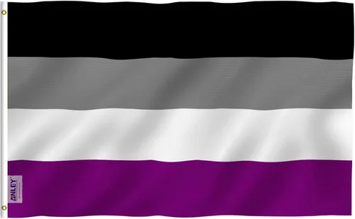 Anley Fly Breeze - Bandera del orgullo asexual de 3 x 5 pies, color vivo y a prueba de decoloración, cabecera de lona y doble costura, bandera del