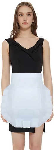 TopTie Delantal de cintura blanca con bolsillo, disfraces de Navidad, delantal para cocinar, hornear, jardinería, trabajo