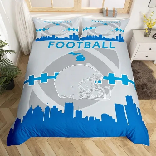 Miniatura 11 de Erosebridal Funda de edredón de fútbol tamaño individual, juego de ropa de cama de fútbol para niños, niños y niñas, funda de edredón con 1 funda