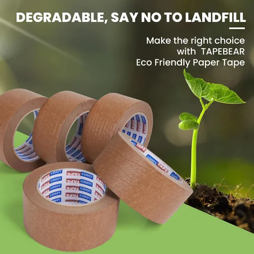 Miniatura 3 de Adhes - Cinta de embalaje de papel marrón biodegradable, 3 rollos de 2 pulgadas x 50 yardas, cinta de embalaje compostable y sin plástico, adhesivo
