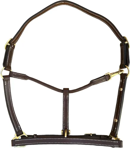 Miniatura 6 de Leaders - Cabestro de cuero de 3/4 pulgadas para caballos con placa de nombre grabada personalizada, cuero marrón con herrajes de latón macizo