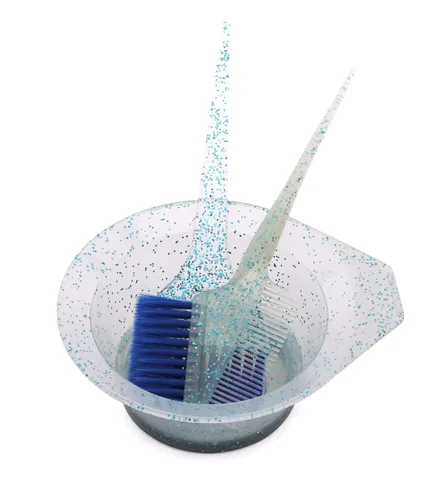 Juego de 3 brochas y tazones para teñir el cabello, kit de teñido de cabello con purpurina, cuencos de color, peine en ángulo y cepillo para color