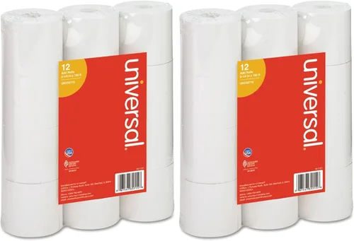 Miniatura 2 de UNV35715 Rollo de papel para calculadoras o máquinas para hacer cuentas, de 2-1/4 pulgadas x 150 pies, color blanco. Paquete de 12 unidades.