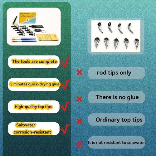 Miniatura 4 de Fishing Rod Top Tips Replacement Rpair Kit with UV Glue UV BTST-D