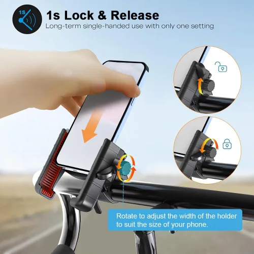 Miniatura 5 de Soporte universal ajustable para teléfono de bicicleta compatible con iPhone 15/14/13/12 Pro Max, Samsung Galaxy S23/S22 Ultra, accesorios