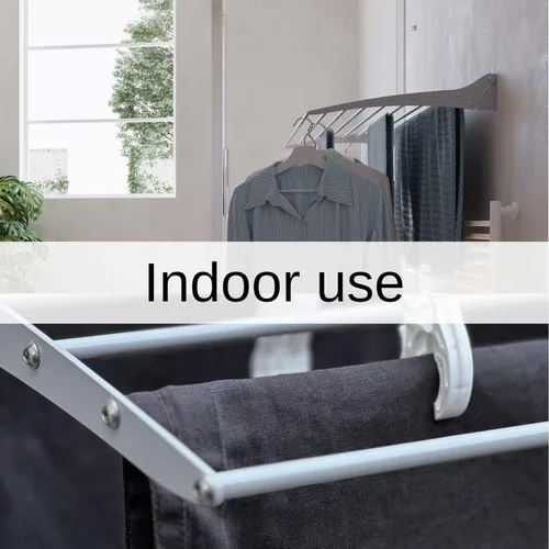 Miniatura 6 de foxydry Tendedero plegable para colgar en la pared, vertical plegable para interiores y exteriores, en acero aluminio (31.5 in)