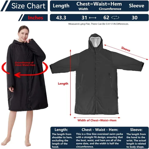 Miniatura 2 de Oksun Waterproof Swim Parka, Windproof Surf Poncho Warm Coat, Recycled Fabric Water Resistent Oversized Sherpa Lining Jacket