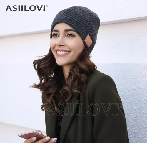 Miniatura 2 de ASIILOVI gorro con Bluetooth 5.0, inalámbrico, de punto, gorro de invierno con micrófono incorporado desmontable, con altavoces estéreo HD
