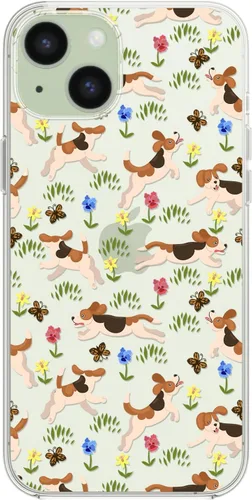 Miniatura 5 de Blingy's Funda para iPhone 15, lindo estilo perro Beagle divertido patrón de mascota diseño de animales de dibujos animados diseño transparente
