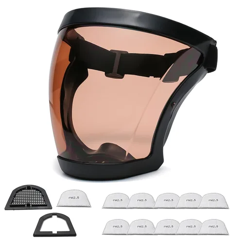 Miniatura 22 de Anti-niebla de cara completa Escudos activos Protección expresión visible transparente transpirable cómodo adultos reutilizable (negro, 5PCS)
