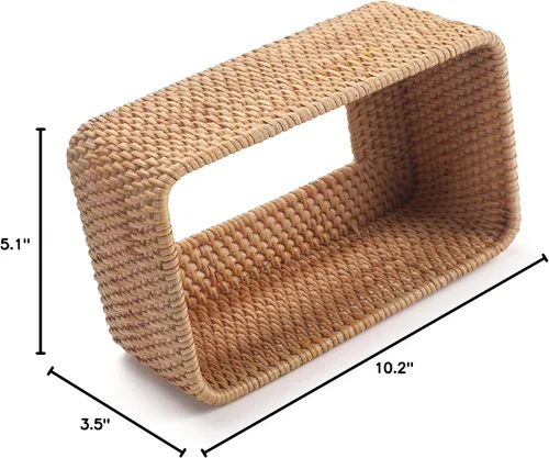 Miniatura 9 de Funda rectangular para caja de pañuelos de ratán, soporte rectangular de mimbre para pañuelos faciales, para baño, cocina, sala de estar, dormitorio