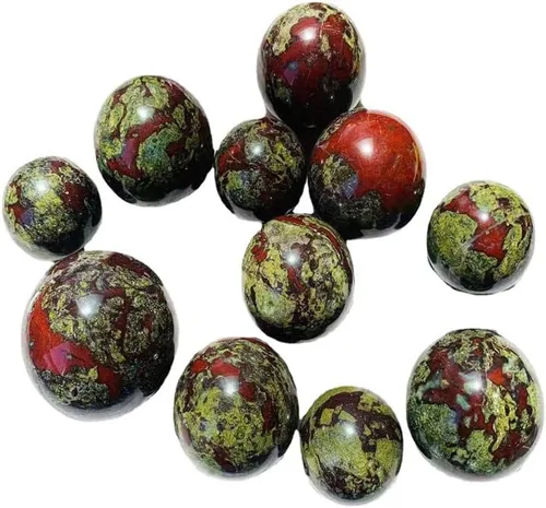 Miniatura 2 de Figura de esfera de adivinación de cuarzo curativo con bola de jaspe de sangre de dragón natural, con soporte de madera, 1.96 pulgadas