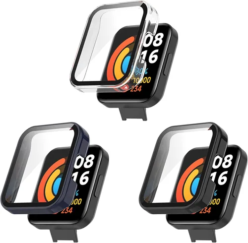 Miniatura 8 de Paquete de 3 fundas protectoras de pantalla compatibles con Redmi Watch 2 Lite, accesorios de policarbonato de vidrio templado, resistente a