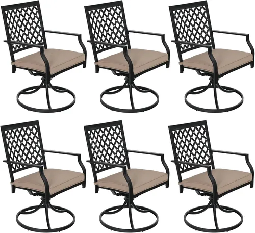 Miniatura 9 de Sophia & William Juego de 2 sillas de comedor para patio, mecedoras giratorias de metal para exteriores con cojín, para jardín, patio trasero, bistró