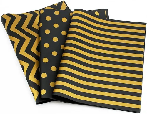 PMLAND Papel de seda de alta calidad para envolver regalos, color negro metálico dorado con rayas zigzag, 20 x 14 pulgadas, 60 hojas
