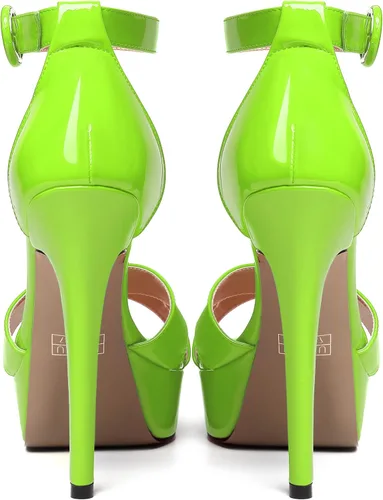Miniatura 116 de MODENCOCO Sandalias de boda con correa de tobillo sexy para mujer, con plataforma y puntera abierta, tacón de aguja y tacón alto, zapatos de vestir