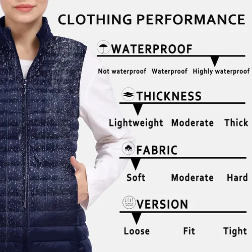 Miniatura 9 de ELFJOY Chaleco largo acolchado para mujer, chaleco de plumón largo ultraligero con cuello alto, chalecos negros para mujer, ropa de abrigo