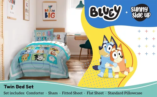 Miniatura 2 de Sunny Side Up - Juego de colcha individual Bluey & Friends - 5 piezas de ropa de cama para niños incluye colcha, sábanas y funda de almohada - Juego