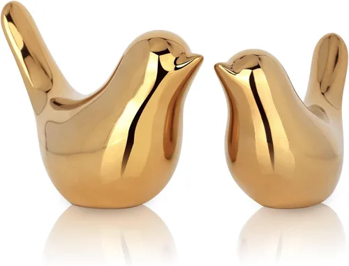 XMGZQ 2 Piezas de Acentos Decorativos Dorados, Estatuas de Animales Pequeños, Decoración Moderna del Hogar, Esculturas de Pájaros, Adornos para