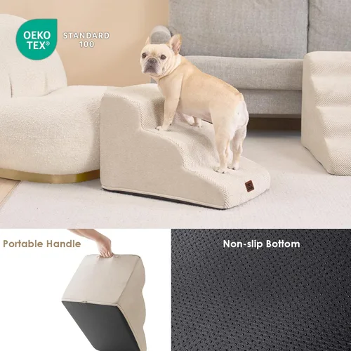 Miniatura 5 de EHEYCIGA Rampa de escaleras curvadas para perros pequeños de 15.7 pulgadas de alto, escalones para perros de 3 escalones para sofá y silla