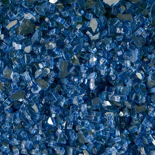 MSI Cristal de fuego azul zafiro, rocas de vidrio templado reflectante de brillo de 1/4 de pulgada de alto para chimenea de propano o gas natural,