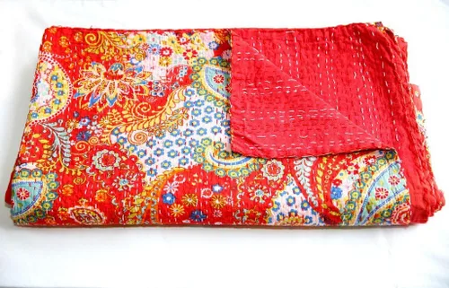 Miniatura 6 de Manta india hecha a mano de algodón Kantha Quit de algodón Gudari (negro)