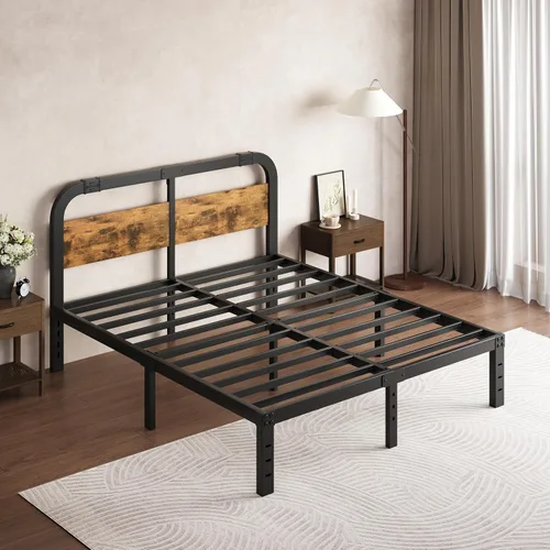 Miniatura 8 de ZIYOO Base de cama Queen de 14 pulgadas con cabecero, marco de cama de plataforma resistente, no necesita somier, sin ruido, espacio