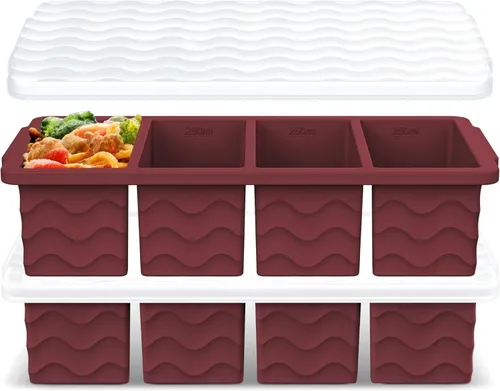 Miniatura 11 de Doasuwish Bandejas de cubitos de hielo para congelador con tapas, 2 cucharadas de 10 cubos cuadrados y bandejas de hielo en forma de corazón, moldes
