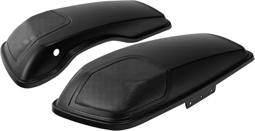 Miniatura 2 de TCT-MOTORPARTS Alforjas de mezclilla negra con tapas, bocina de 5 x 7 pulgadas, rejillas para Harley Street Glide Road King Road Glide Ultra Limited