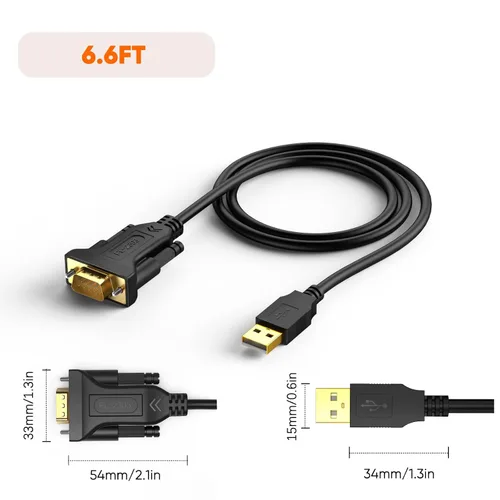 Miniatura 8 de CableCreation Adaptador USB a RS232 de 6.6 pies con chipset PL2303, chapado en oro, USB 2.0 a DB9, cable convertidor serial compatible con caja