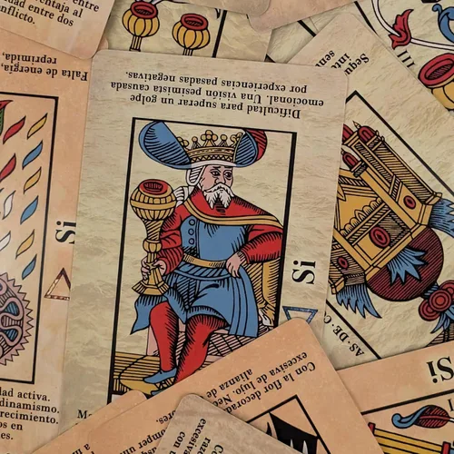 Miniatura 7 de Witchy Cauldron Baraja de tarot de Marsella para principiantes con significados en ellos, 78 cartas Tarot de Marsella, cartas ilustradas